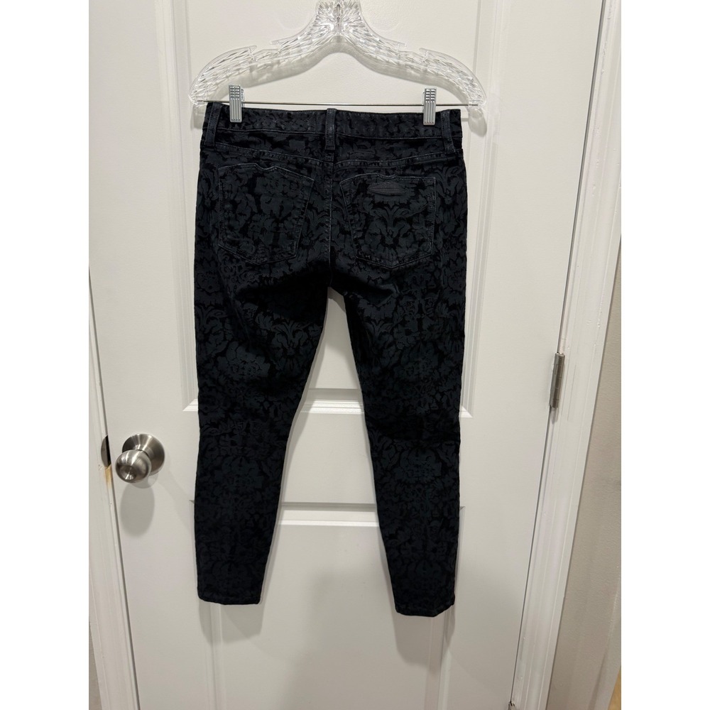 Banana Republic Womens Skinny Pants Flocked Velvet Damask Black 26P - Picture 5 of 9